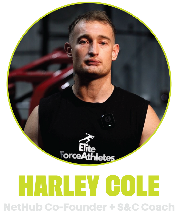 NetHub co-founder and S&C coach, portrait in the gym.